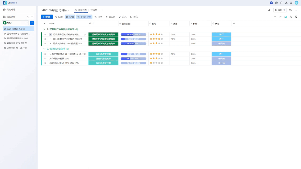 Ganttable建筑施工进度模拟
